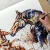 gold print fine art print mother and foal hand embellished gold inlay