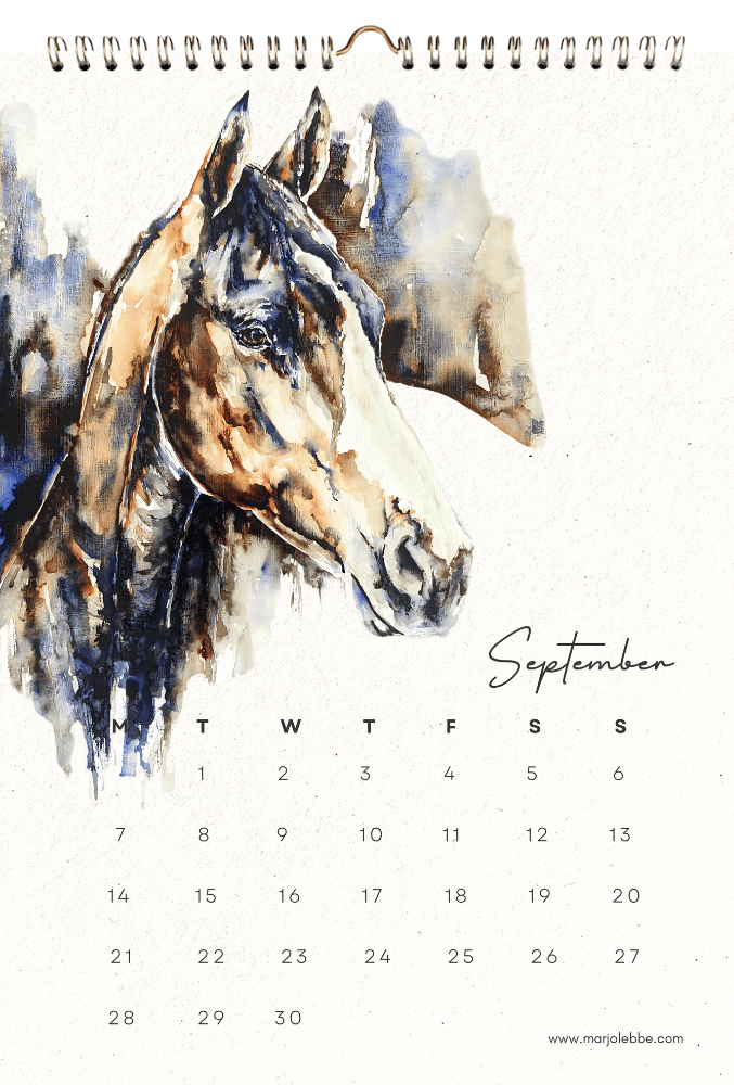 Calendar 2026, het blad van september