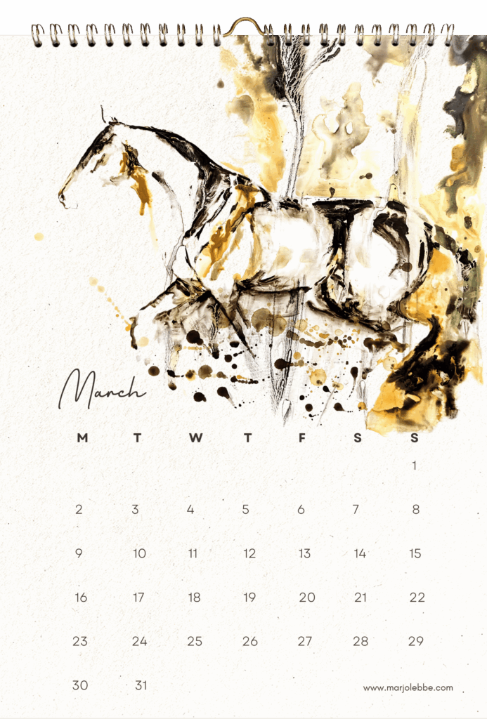 Calendar 2026, het blad van maart