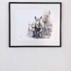 Rhino painting mockup on a white wall
