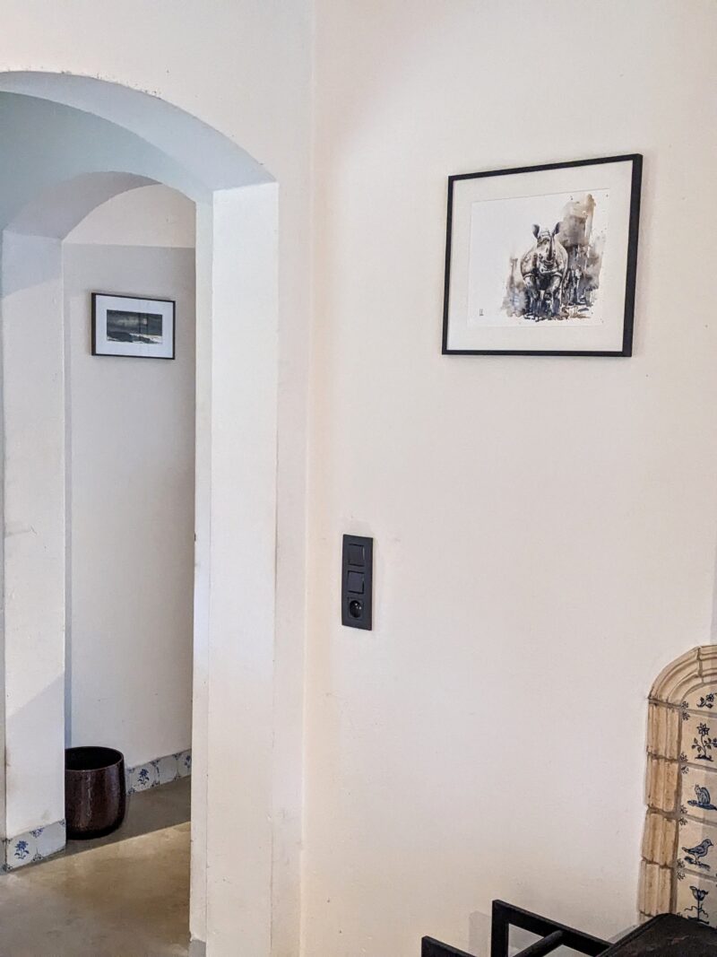 rhino painting in studio of Marjo Lebbe based in Oud-Turnhout, Belgium
