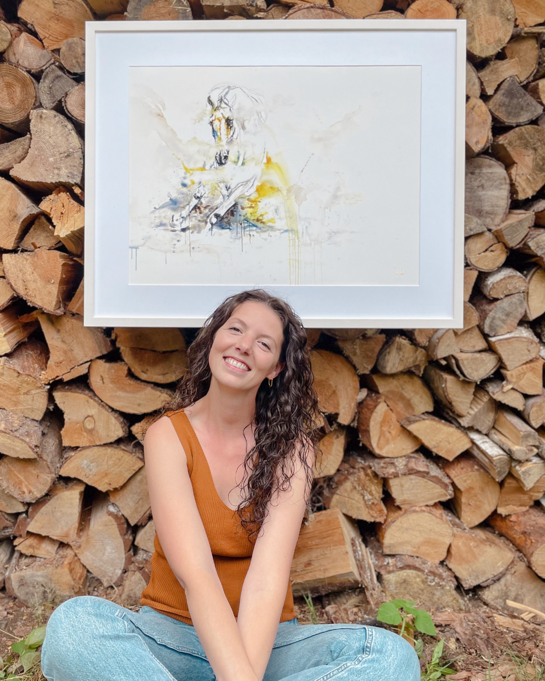 Fine art print ‘Snow’, fine art print van een paardenaquarel door Marjo Lebbe